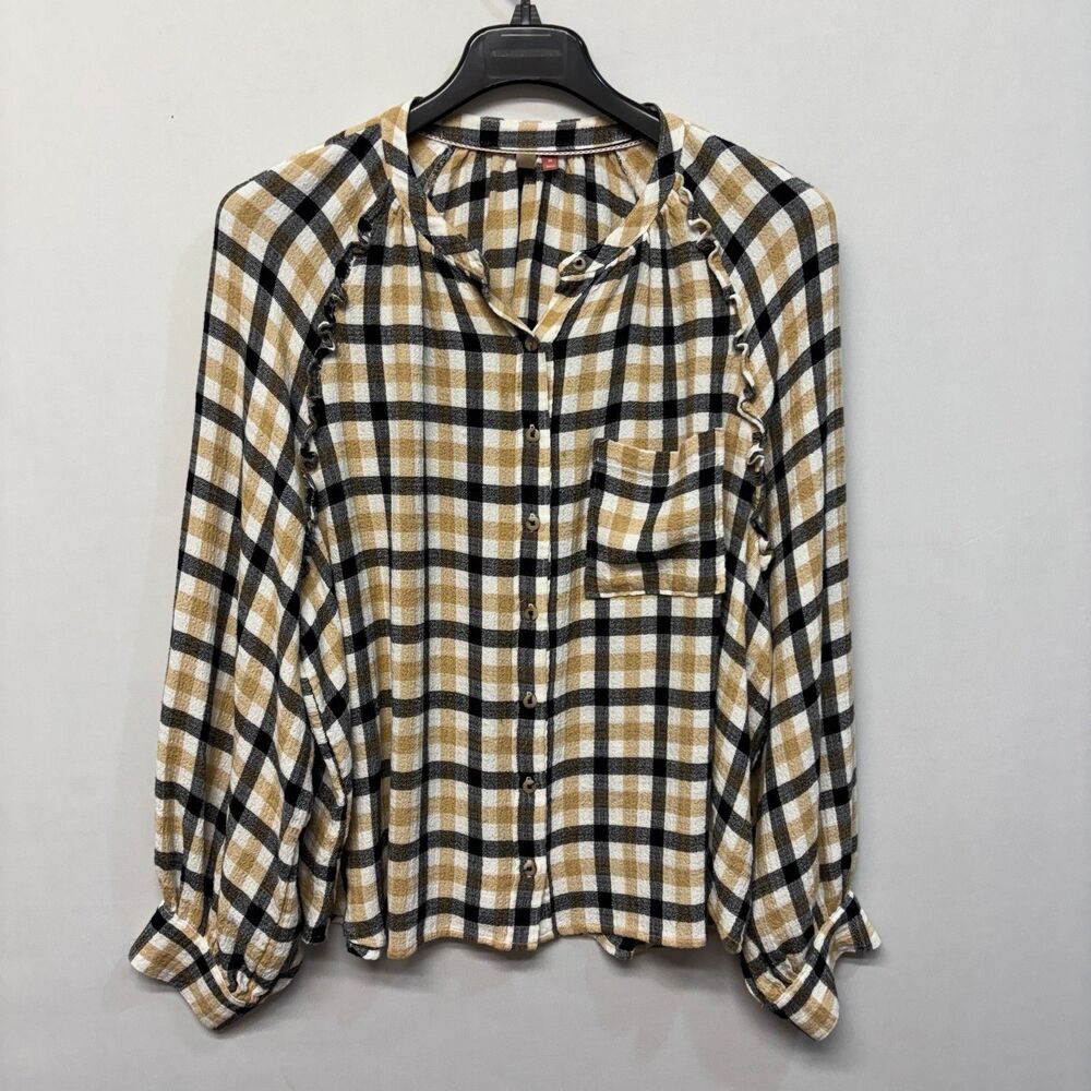 Pilcro Anthropologie Women Long Sleeve Blouse Top Shirt Size 2X Plaid C063 -16 - Picture 16 of 16